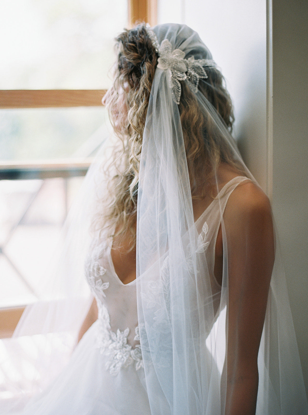 ABIGAIL | Floral Juliet Cap Veil