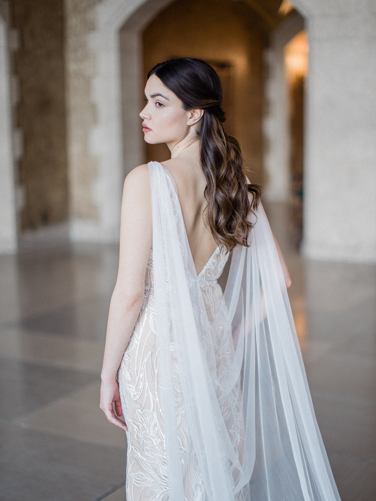 Tulle sale bridal cape