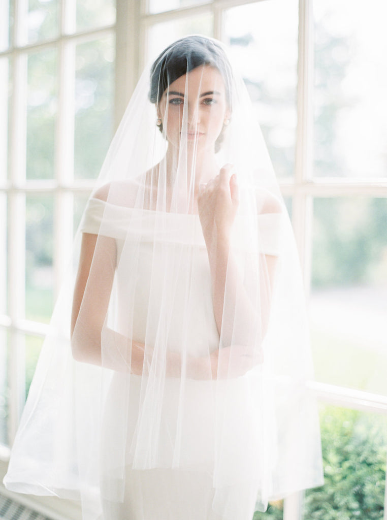 Floor Length Barely There Veil, Blusher Wedding Veil With Comb, Minimal Veil,  Lightweight Bridal Veil, Sheer Drop Veil With Blusher Simple 