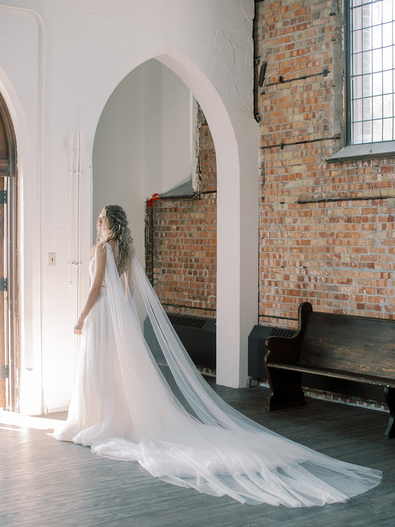 kelaixiang Women Veil Cape Tulle Lace Applique 3M 4M Wedding Capes Bridal  Wraps Long Train Shawls Cloak