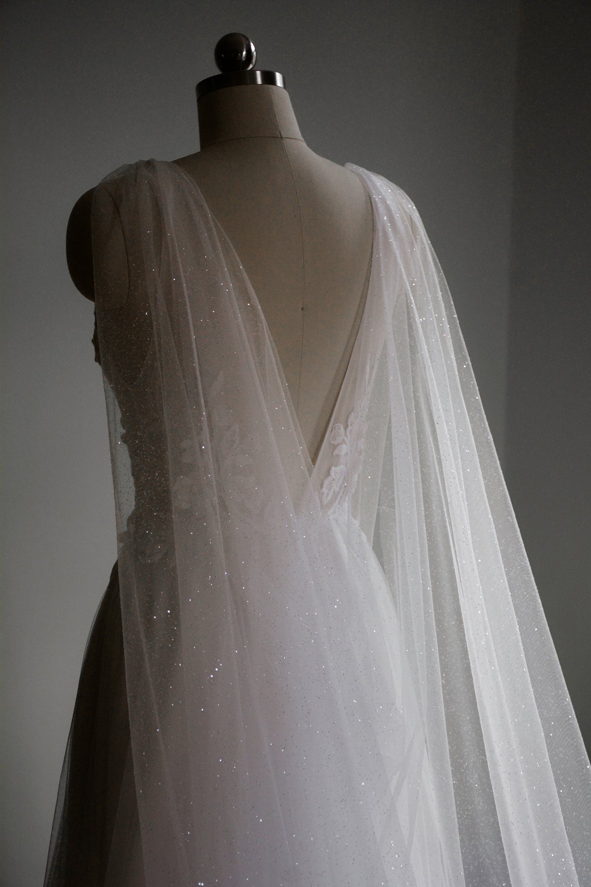 Bridal Cape Veil with 3D Floral Appliqué, Dream Dresses by P.M.N